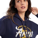 WOMENS ARIAT REAL SHIELD LOGO HOOD NAVY ECLIPSE XSMALL