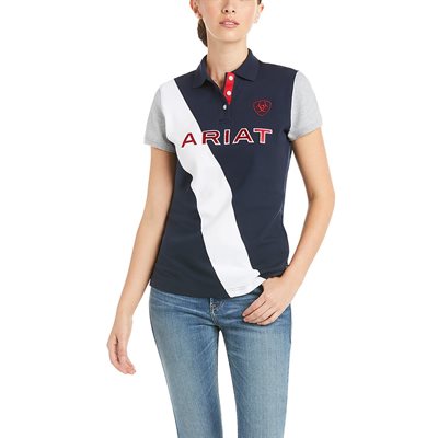 ARIAT TARYN SS POLO TEAM NAVY / WHITE / RED XSMALL