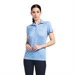 WOMENS ARIAT MOTIF SS POLO FULL CHEEK PRINT / BABY BLUE MEDIUM