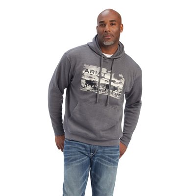 ARIAT MEN'S PASTURES SWEATSHIRT CHARCOAL HEATHER MEDIUM