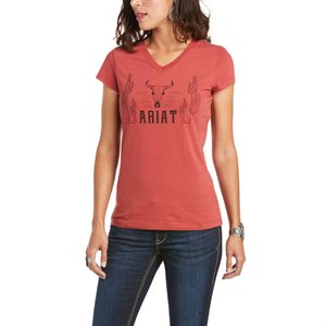 WOMENS ARIAT REAL SAGUARO SS T-SHIRT TERRA ROUGE