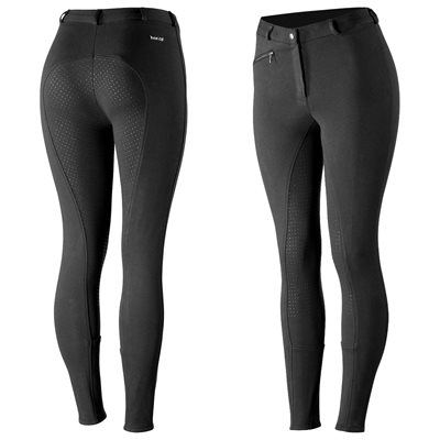 HORZE WOMEN'S ACTIVE SILICONE GRIP FULL SEAT BREECHES BLACK 22