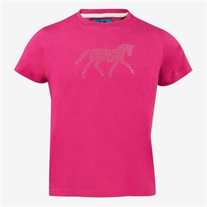 T-SHIRT POUR ENFANT ROSE AVEC CHEVAL EN DIAMANTS HORZE GR.: XL