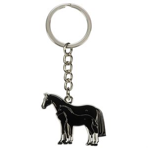 PORTE CLÉ CHEVAL ET POULAIN SILVER / NOIR