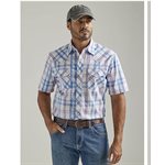 CHEMISE WRANGLER HOMME 20X MANCHE COURTE BLANC / MAUVE / BLEU GR:L