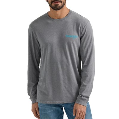 WRANGLER LS MEN RIDING TSHIRT GREY / TURQUOISE LARGE