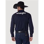 WRANGLER MEN LOGO SHIRT NAVY SMALL