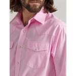 WRANGLER SHIRT MEN BUCKING CANCER PINK SZ:XLARGE