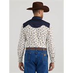 WRANGLER MEN SHIRT WHITE FLOWER / NAVY SMALL