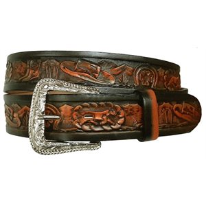 BELT WESTERN BLACK / BURN ORANGE