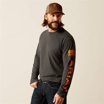 ARIAT LONG SLEEVE ELEVATED V2 TSHIRT CHARCOAL XXLARGE