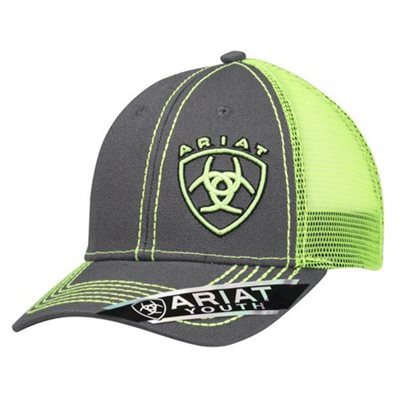 CASQUETTE ARIAT ENFANT GRIS / VERT LIME LOGO VERT LIME