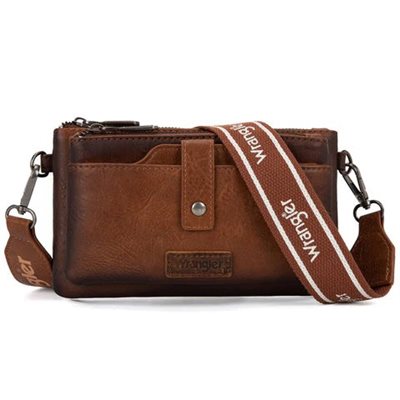 WRANGLER SAC A BANDOUILLERE EN CUIR LIGHT BRUN