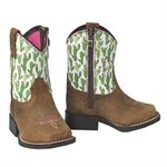 ARIAT LIL'STOMPER WHITE ZIP BROWN CACTUS SZ:6