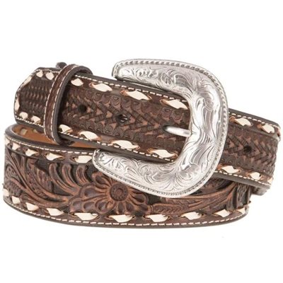 ARIAT BELT MEN BROWN / BLANC A1033002 SZ:36