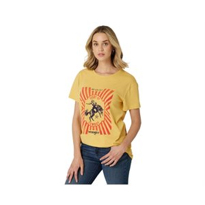 T-SHIRT WRANGLER FEMME COWBOY SPEED JAUNE / ROUGE