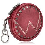 WRANGLER CIRCULAR COIN POUCH ''W'' LOGO BAG CHARM RED