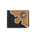 MONTANA WEST BLACK BLOCK LONGHORN CONCHO LEATHER WALLET