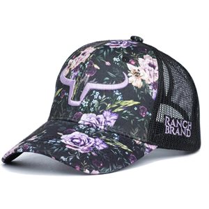 CASQUETTE RANCH BRAND PONYTAIL FLEUR 20 LOGO LILAS