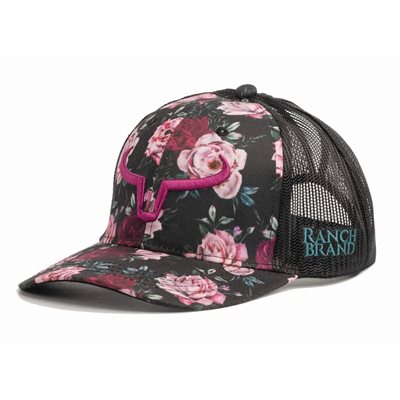 CASQUETTE RANCH BRAND PONYTAIL FLEUR 23 LOGO FRAMBOISE