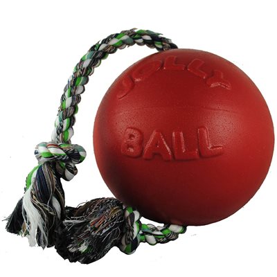 BALLON JOLLY BALL AVEC CORDE POUR CHIEN ROUGE 4.5''