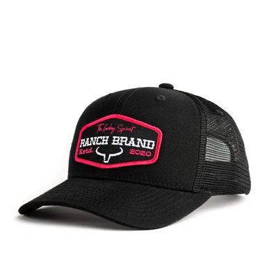 CASQUETTE RANCH BRAND PATCH RANCH NOIR MESH NOIR LOGO ROSE