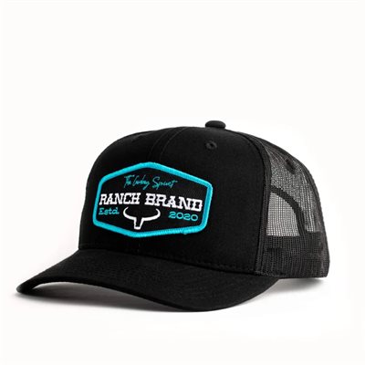 RANCH BRAND CAP PATCH BLACK MESH BLACK LOGO TURQUOISE