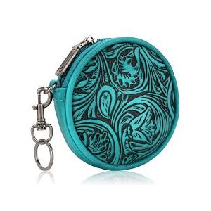WRANGLER CIRCULAR COIN POUCH FLORAL TOOLED BAG CHARM