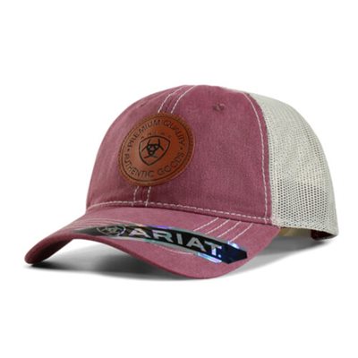 CASQUETTE ARIAT BOURGOGNE / BEIGE LOGO CUIRE