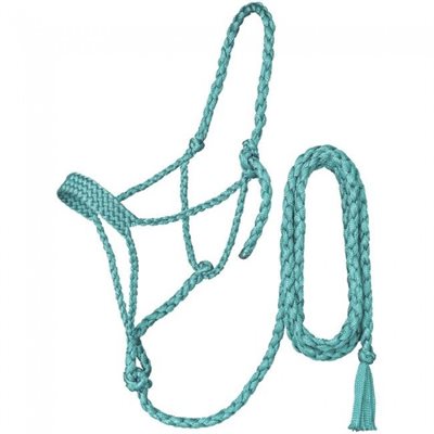 ROPE HALTER WITH LEAD TURQUOISE FULL