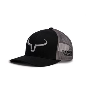 RANCH BRAND CAP BLACK MESH GRAPHITE LOGO SILVER