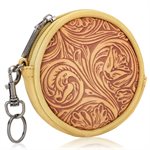 WRANGLER CIRCULAR COIN POUCH FLORAL TOOLED BAG CHARM COFFEE