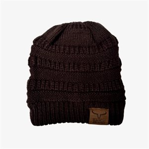 RANCH BRAND PONYTAIL BEANIE BRUN / LEATHER PATCH