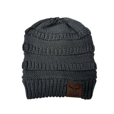 RANCH BRAND PONYTAIL BEANIE CHARCOAL / LEATHER PATCH