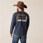 ARIAT TSHIRT L / S MEN VENEER NAVY SZ.SMALL