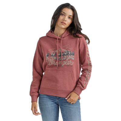 COTON OUATÉ WRANGLER FEMME WILD HORSES BOURGOGNE DELAVÉ SMALL